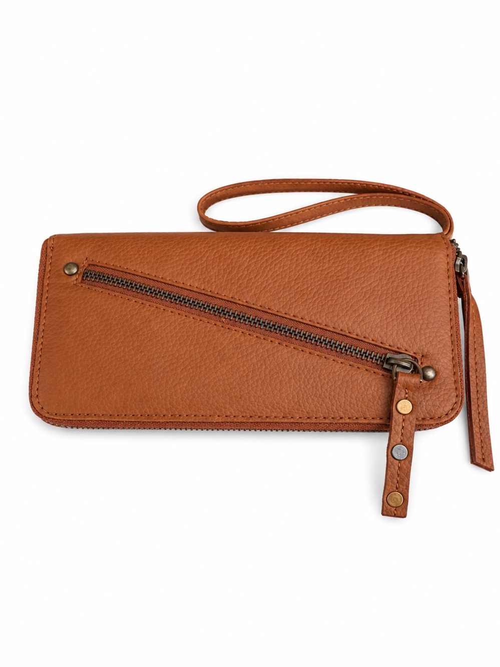 Free People Vegan Leather Wristlet Wallet With Zippered Pocket & Card Slots